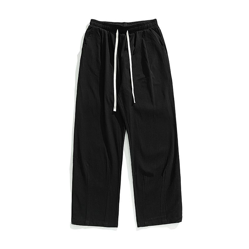 Men Fashion Casual Versatile Solid Color Plus Size Loose Straight Pants