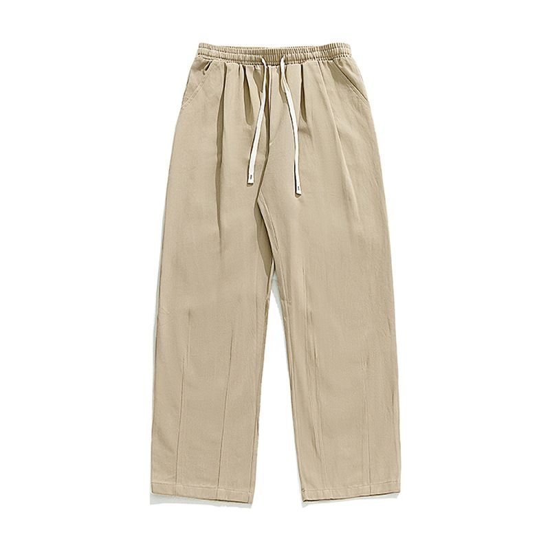 Men Fashion Casual Versatile Solid Color Plus Size Loose Straight Pants