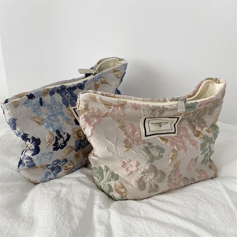 Embossed Flower Cosmetic Bag Large Capacity