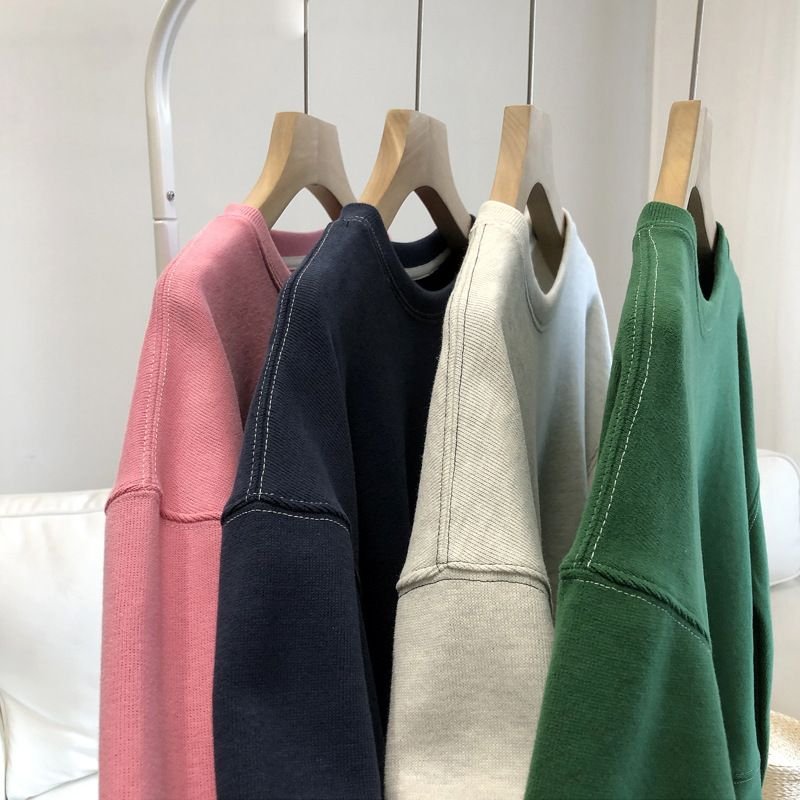 Short Round Neck Overline Women Loose Pullover Casual Long-Sleeved Sweatshirt Custom