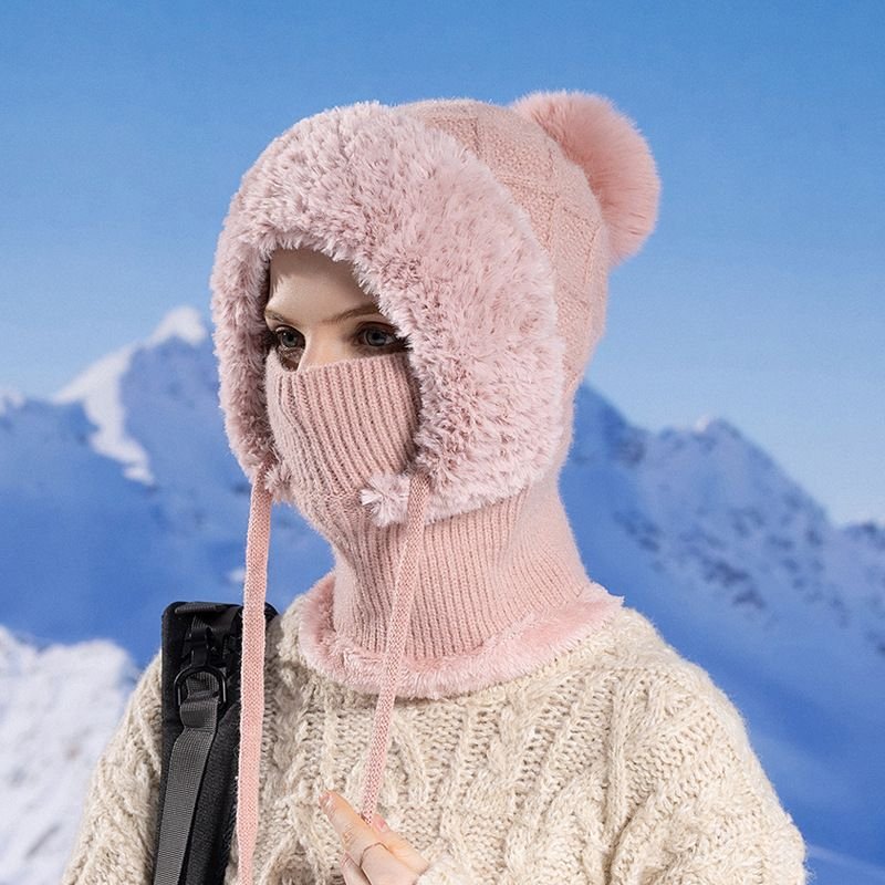 Winter Fleece-Lined Knitted Fluffy Hat