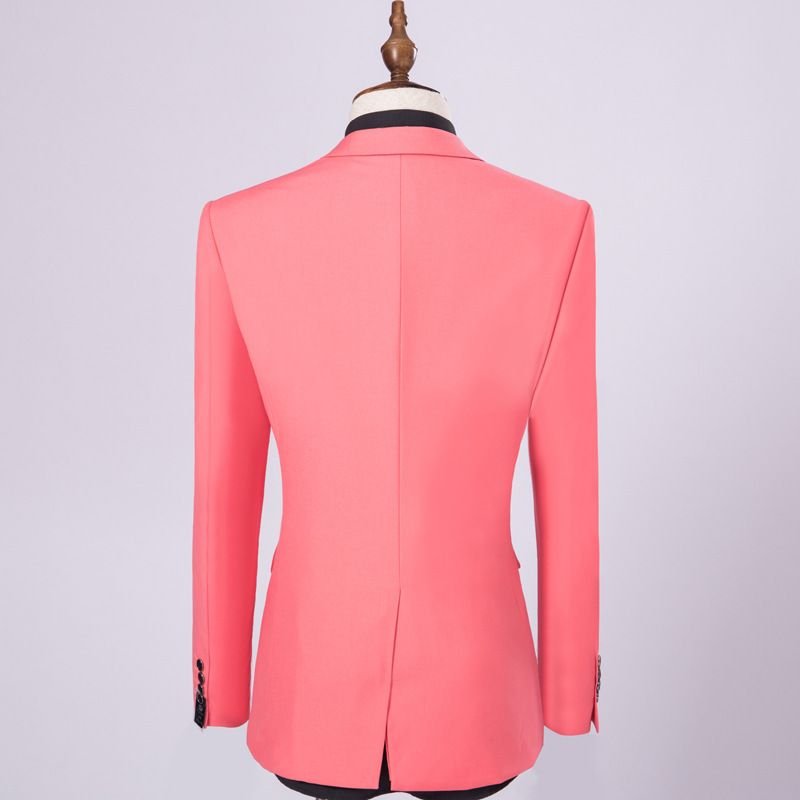 Men Business Wedding Office Solid Color Long Sleeve Lapel Suit Pants Plus Size Sets