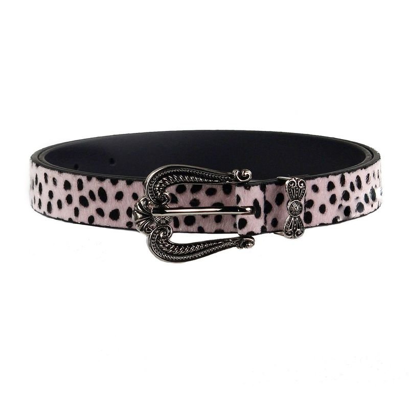 Women Vintage Carved Leopard Western Buckle Belt