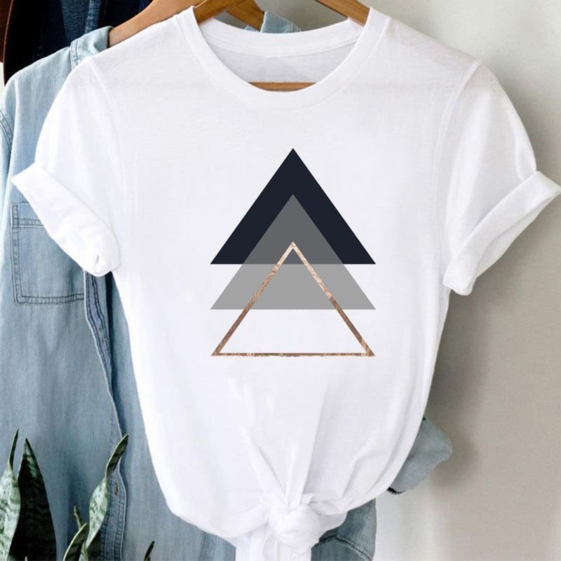 Summer Women Fashion Casual Heart-Shaped Print Round Neck Short Sleeve T-Shirt