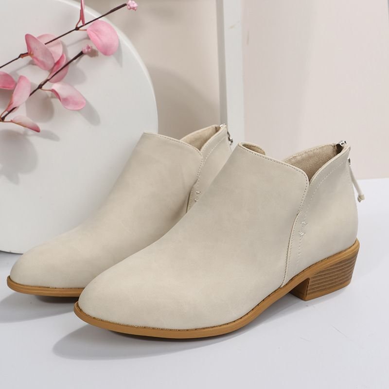 Women Fashion Plus Size British-Style Back Zipper Toe Short Boots