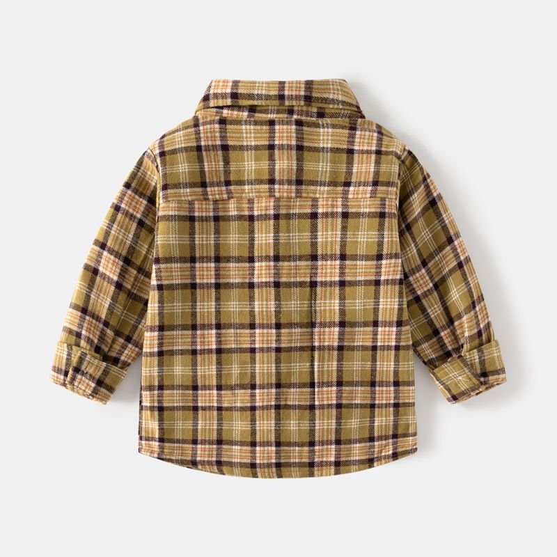 Kids Toddler Boys Fashion Casual Playd Stripe Print Long Sleeve Lapel Shirt