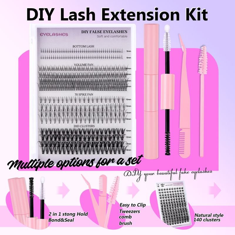 Women Simple Segmented Grafting Single Cluster False Eyelash Glue Tweezers Brush Set