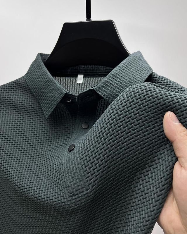 Men Fashion Casual Commuter Ice Silk Short Sleeve Lapel POLO Shirt