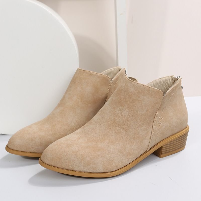 Women Fashion Plus Size British-Style Back Zipper Toe Short Boots