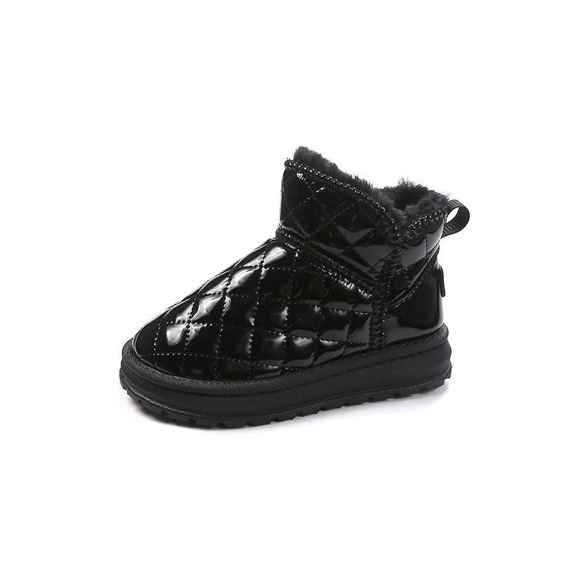 Kids Unisex Casual Cute Solid Color Quilted Fleece Slip On Thick-Soled Snow Boots