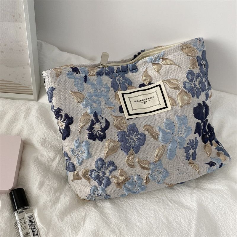 Embossed Flower Cosmetic Bag Large Capacity