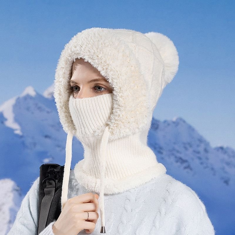 Winter Fleece-Lined Knitted Fluffy Hat