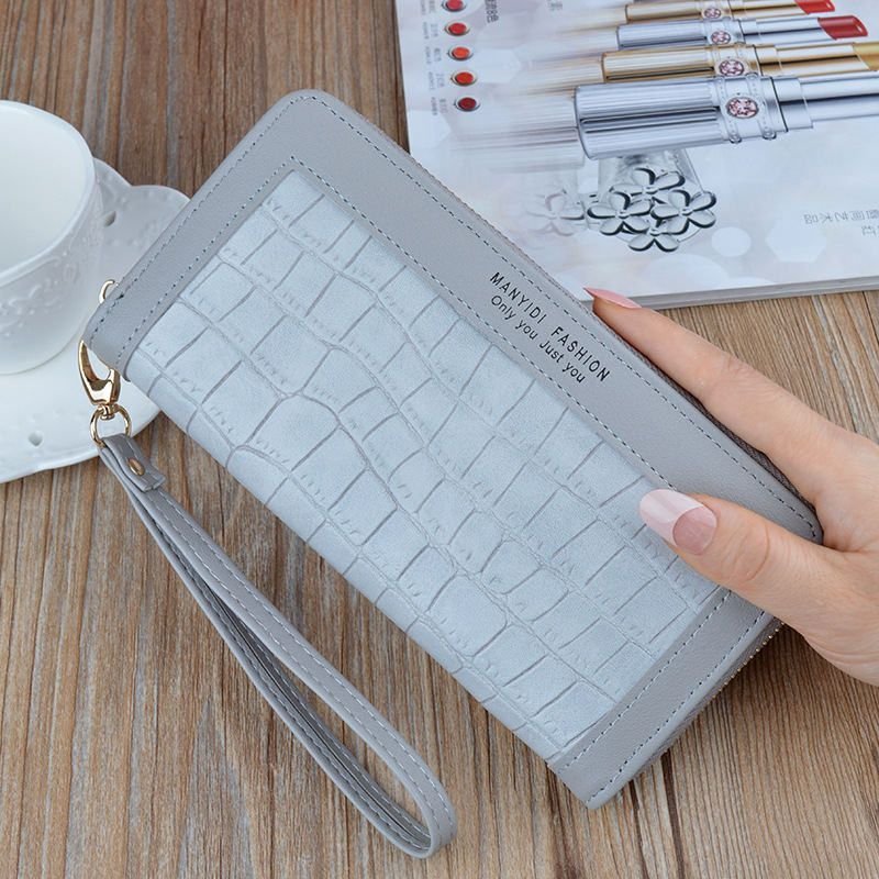 Women Fashion Crocodile Pattern Zipper Purse