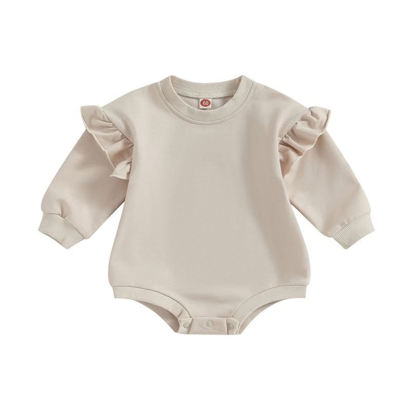 Autumn And Winter Baby Girl Sweet Ruffled Long Sleeve Custom Sweatshirt Bodysuit