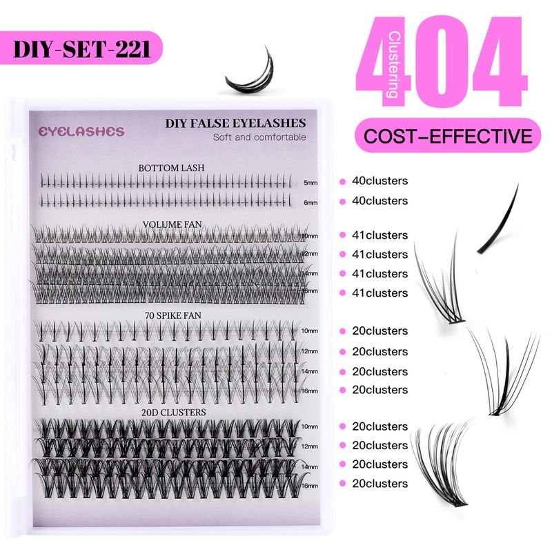 Women Simple Segmented Grafting Single Cluster False Eyelash Glue Tweezers Brush Set
