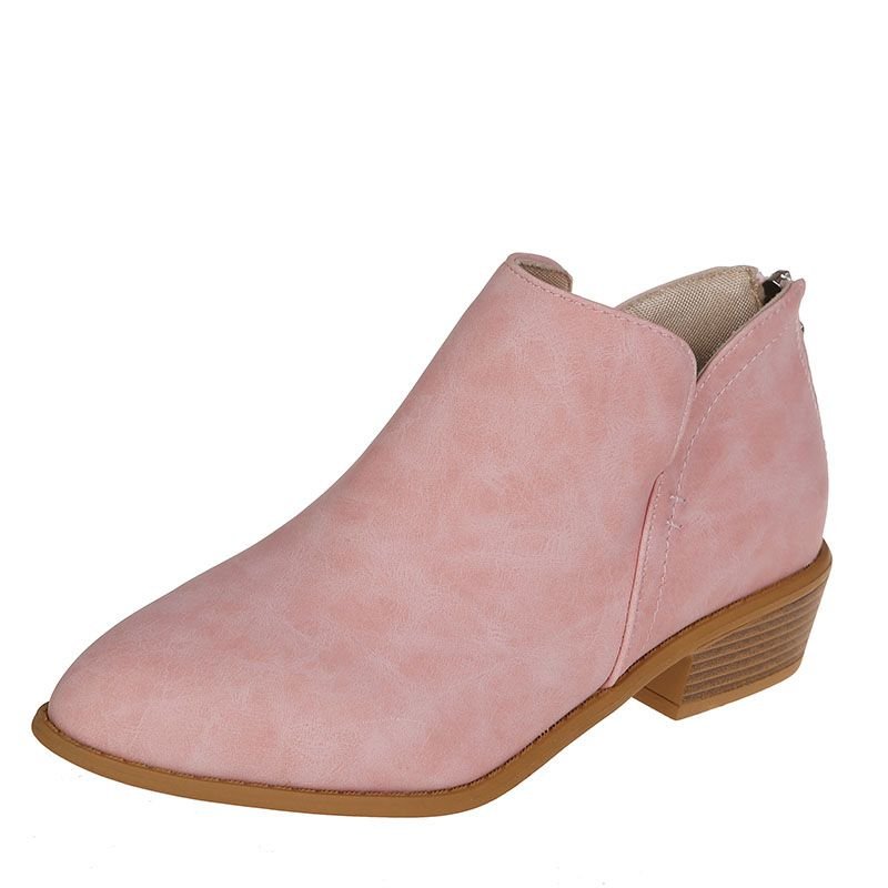 Women Fashion Plus Size British-Style Back Zipper Toe Short Boots