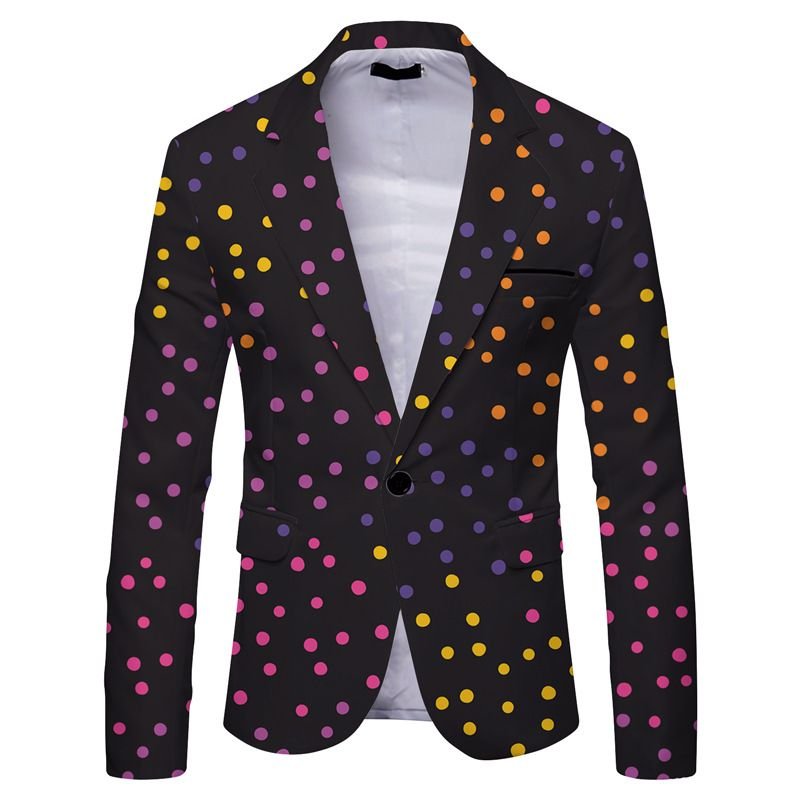 Men Fashion Casual Party Plaid Stripe Leopard Print Long Sleeve Lapel Suit