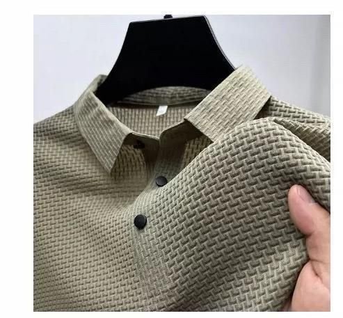 Men Fashion Casual Commuter Ice Silk Short Sleeve Lapel POLO Shirt