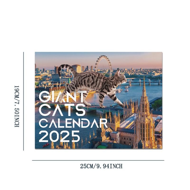 2025 Cartoon Creative City Cat Riding Nail Calendar