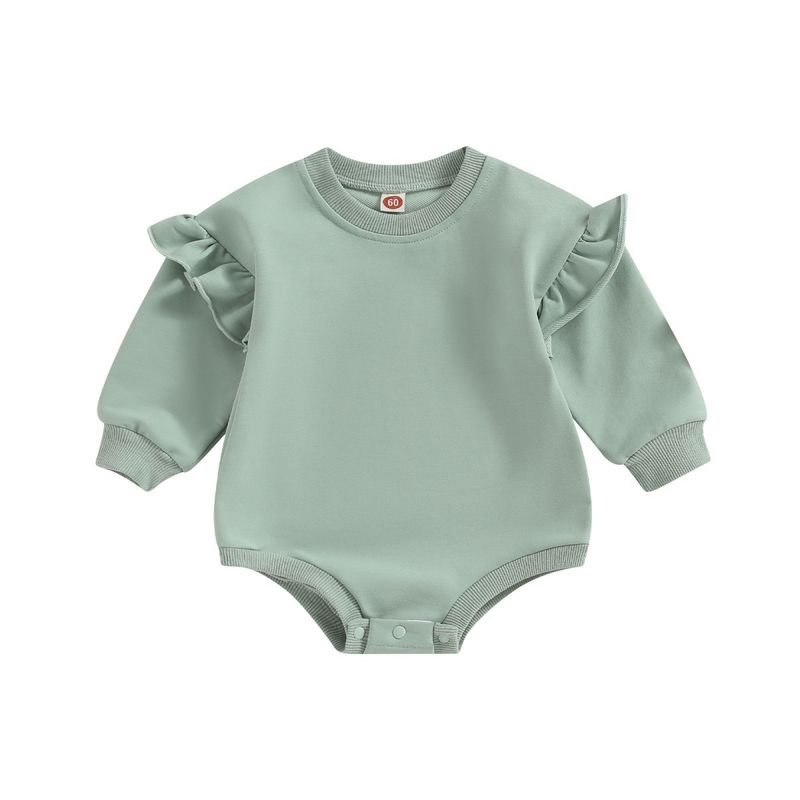 Autumn And Winter Baby Girl Sweet Ruffled Long Sleeve Custom Sweatshirt Bodysuit