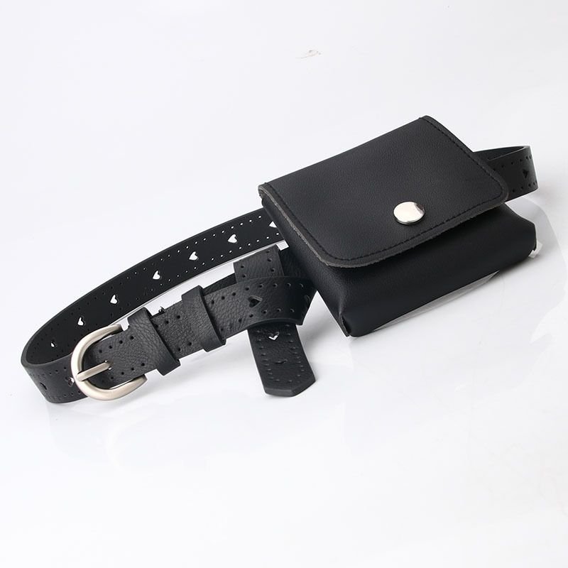 Women Fashion Simple Mini Waist Bag Decorative PU Belt