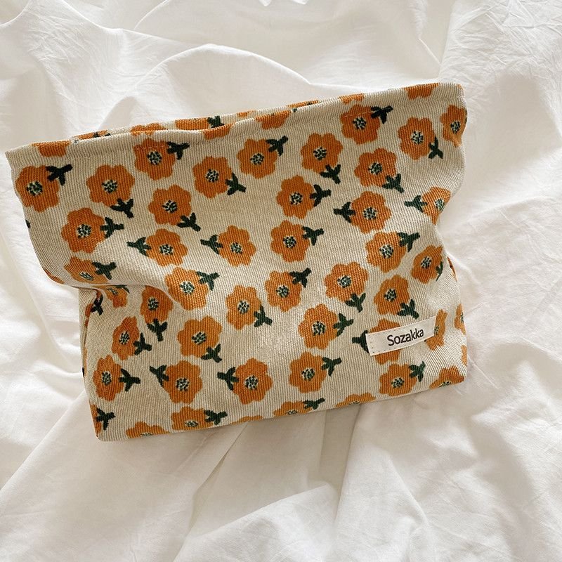 Corduroy Plum Cosmetic Bag Coin Purse Storage Bag