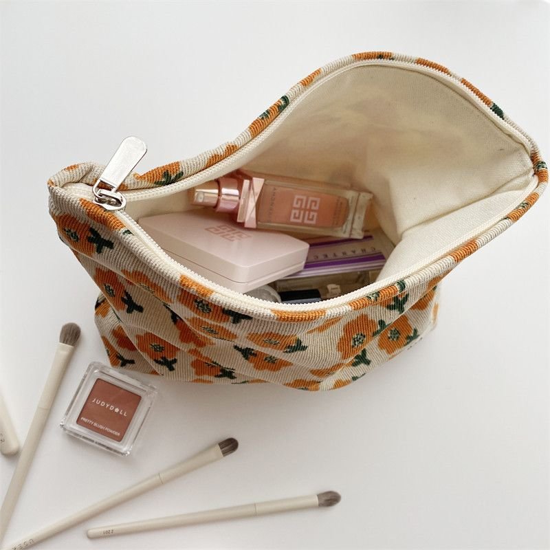 Corduroy Plum Cosmetic Bag Coin Purse Storage Bag