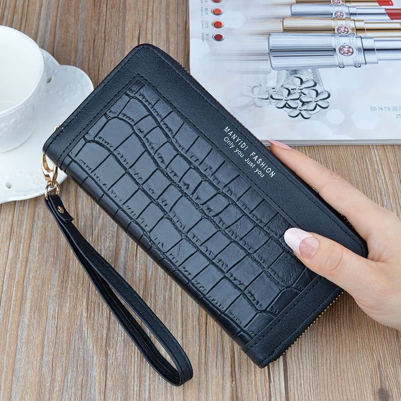 Women Fashion Crocodile Pattern Zipper Purse