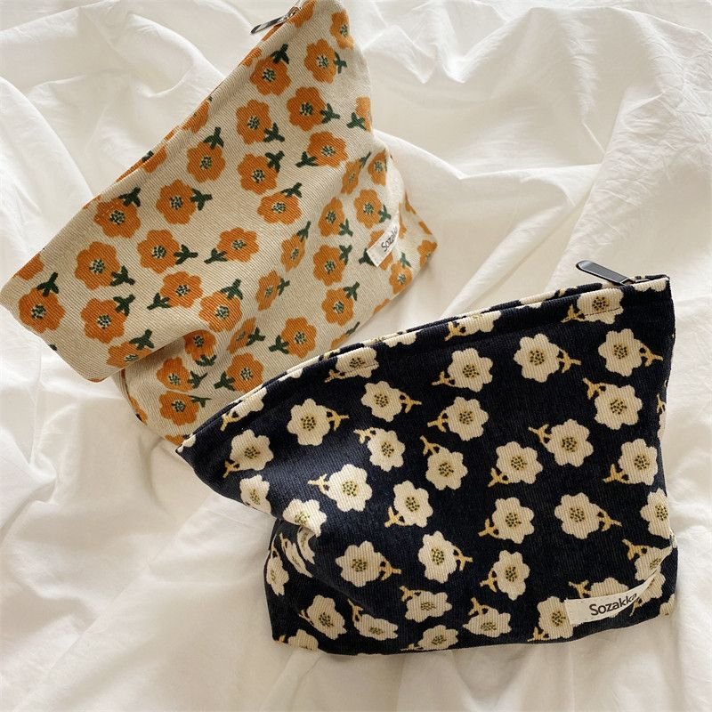 Corduroy Plum Cosmetic Bag Coin Purse Storage Bag