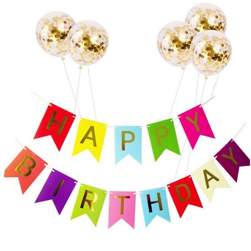 Swallowtail Flag Letter Bunting Sequins Balloon Combination Birthday Party Background Wall Dress Up