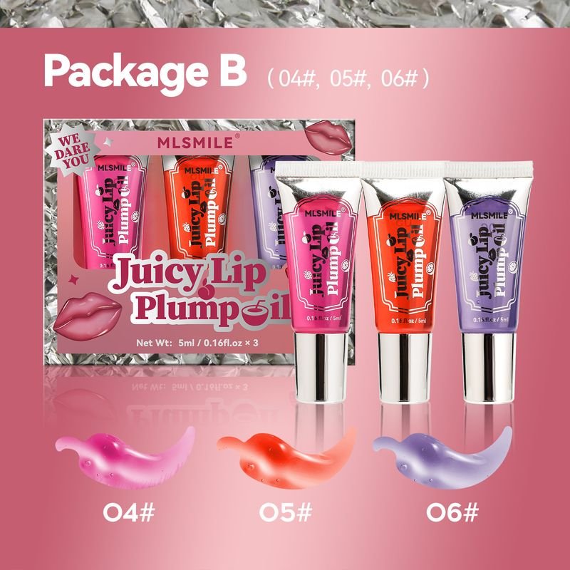 MLSMILE Women Simple Fade Lip Pattern Ball Transparent Lip Oil Set