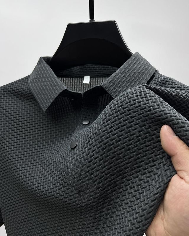 Men Fashion Casual Commuter Ice Silk Short Sleeve Lapel POLO Shirt