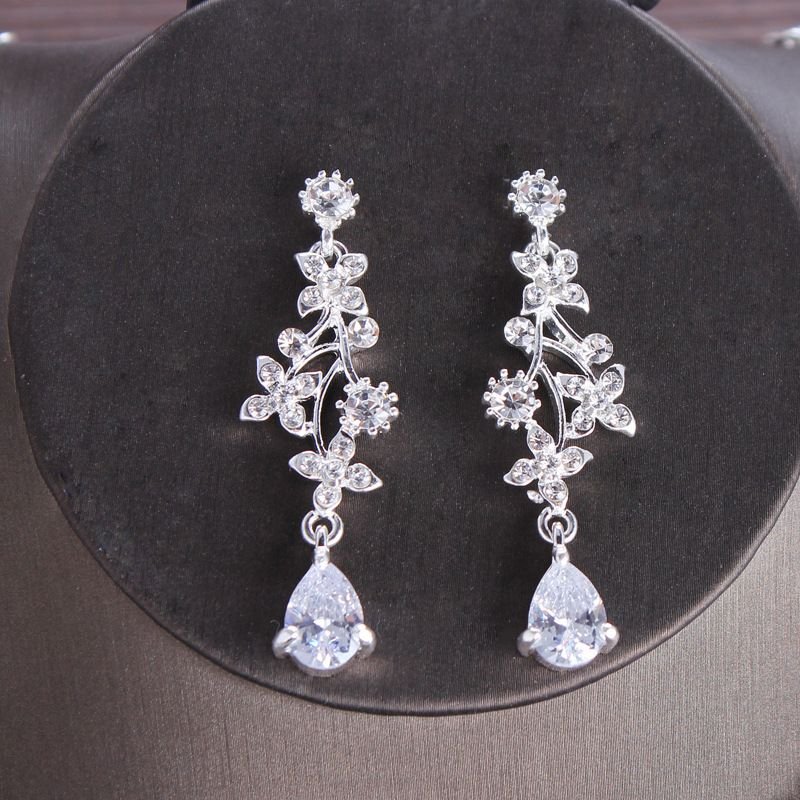 Bridal Wedding Exquisite Jewelry Zircon Necklace Earring Set