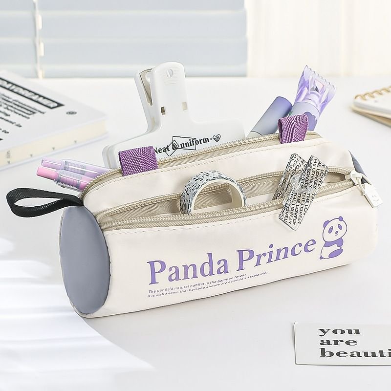 Simple Portable Cartoon Letter Multi-Layer Cylinder Pencil Bag