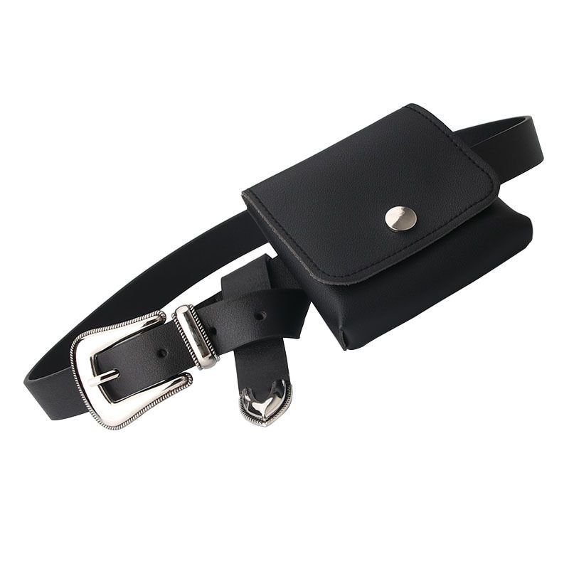 Women Fashion Simple Mini Waist Bag Decorative PU Belt
