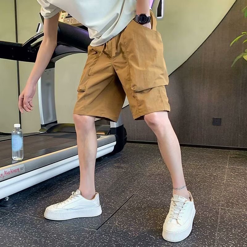 Men Fashion Casual Solid Color Cargo Shorts