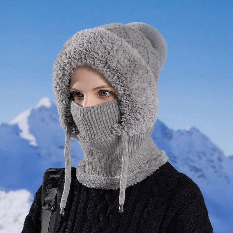 Winter Fleece-Lined Knitted Fluffy Hat