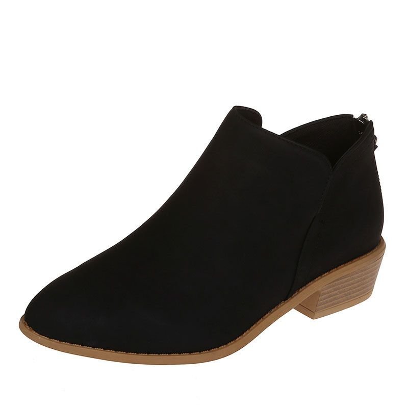 Women Fashion Plus Size British-Style Back Zipper Toe Short Boots