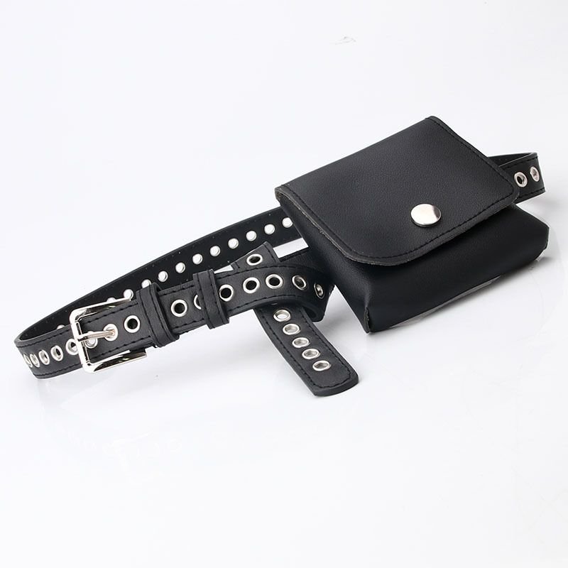 Women Fashion Simple Mini Waist Bag Decorative PU Belt