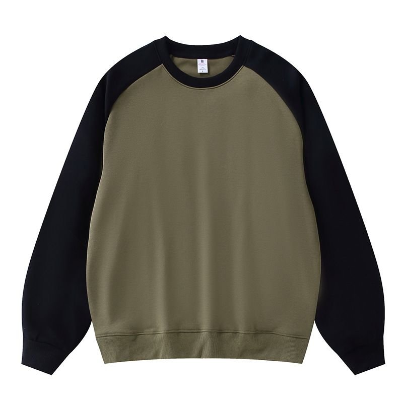 Women Loose Custom Raglan Sleeve Contrast Color Long-Sleeved Sweatshirt