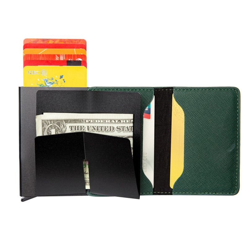 Fashion Contrast Color Aluminum Alloy Anti-Theft Card Bag