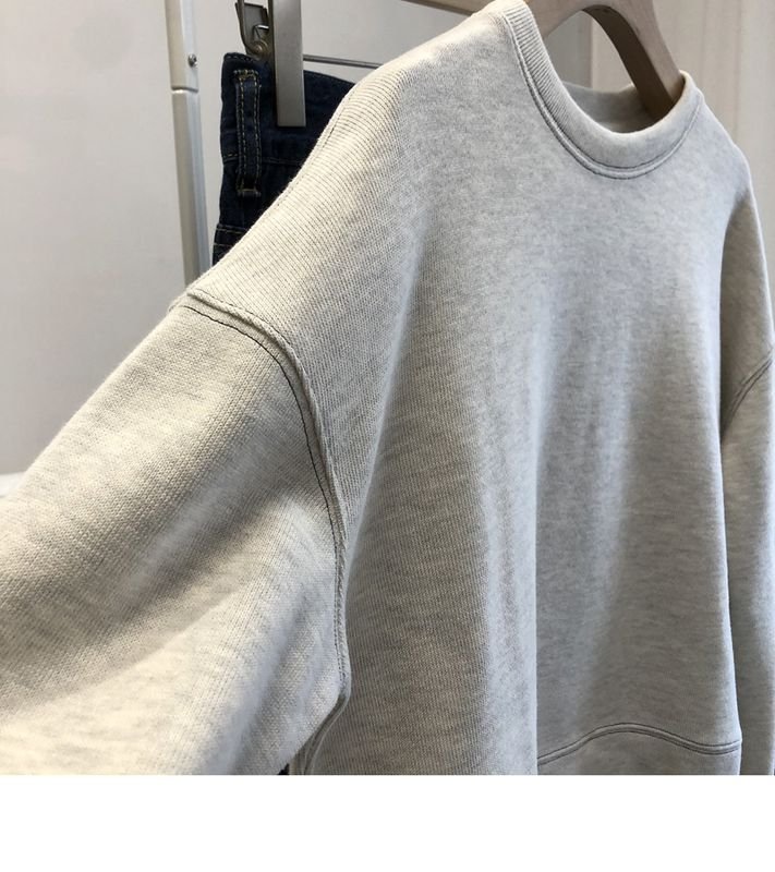 Short Round Neck Overline Women Loose Pullover Casual Long-Sleeved Sweatshirt Custom